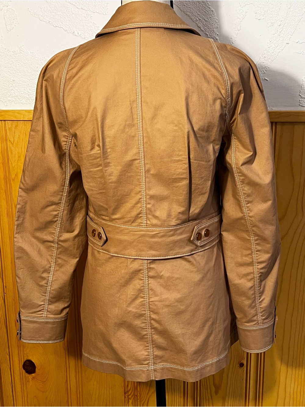 Veronica Beard Keswick Topstitch Cotton Khaki Utility Jacket Size-4 - Picture 6 of 12